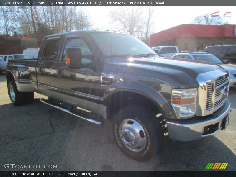 Dark Shadow Grey Metallic / Camel 2008 Ford F350 Super Duty Lariat Crew Cab 4x4 Dually