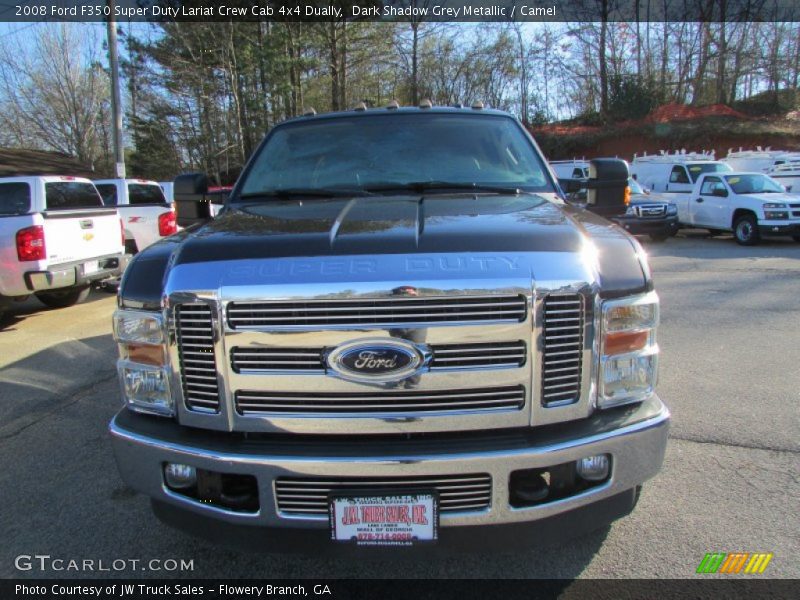Dark Shadow Grey Metallic / Camel 2008 Ford F350 Super Duty Lariat Crew Cab 4x4 Dually