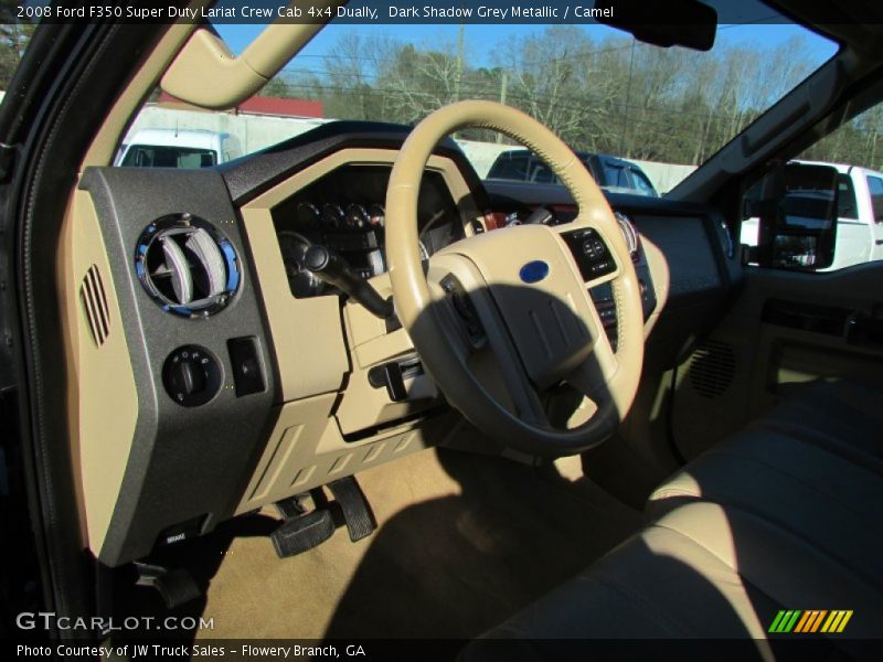 Dark Shadow Grey Metallic / Camel 2008 Ford F350 Super Duty Lariat Crew Cab 4x4 Dually