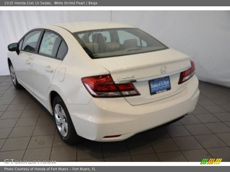 White Orchid Pearl / Beige 2015 Honda Civic LX Sedan