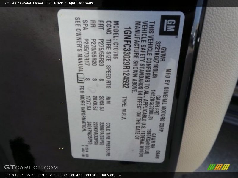 Black / Light Cashmere 2009 Chevrolet Tahoe LTZ