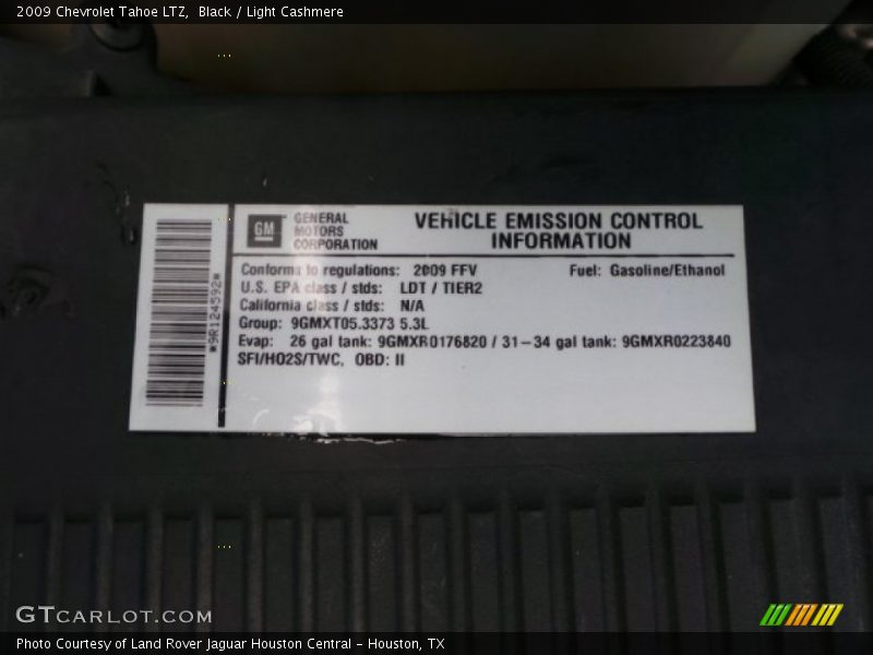 Black / Light Cashmere 2009 Chevrolet Tahoe LTZ