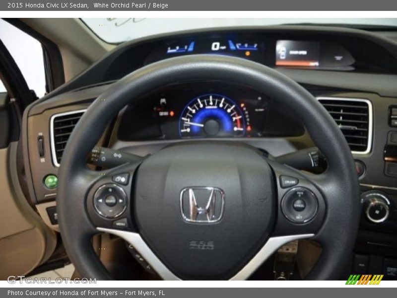 White Orchid Pearl / Beige 2015 Honda Civic LX Sedan