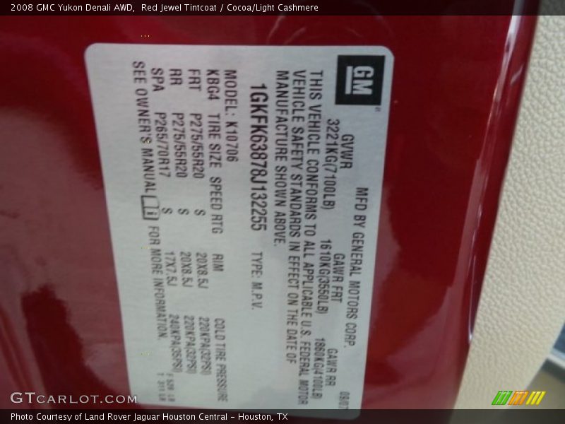 Red Jewel Tintcoat / Cocoa/Light Cashmere 2008 GMC Yukon Denali AWD