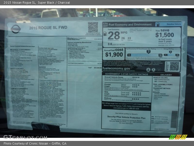 Super Black / Charcoal 2015 Nissan Rogue SL
