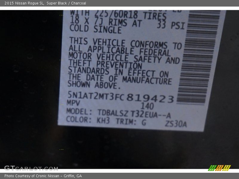 Super Black / Charcoal 2015 Nissan Rogue SL