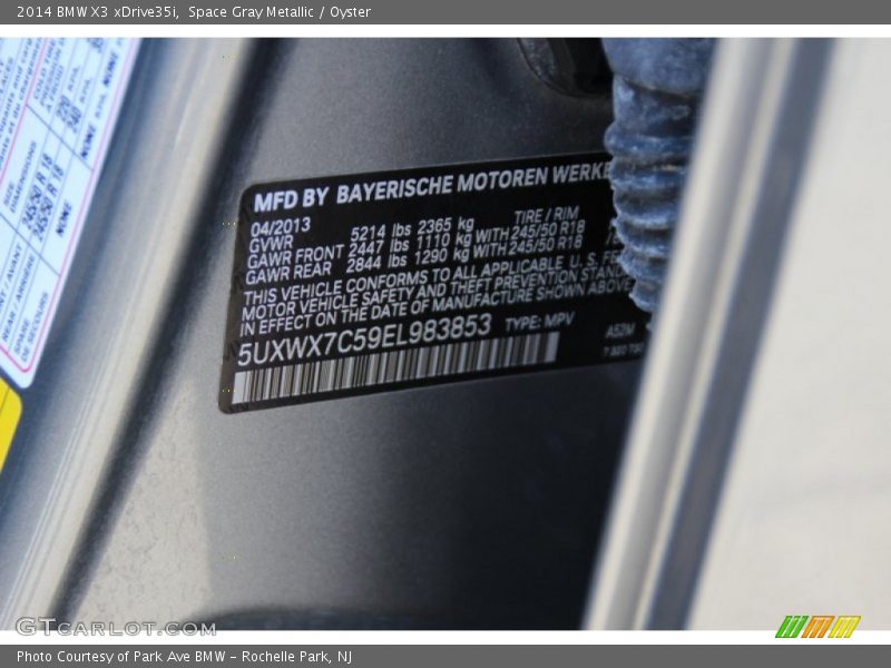 Space Gray Metallic / Oyster 2014 BMW X3 xDrive35i