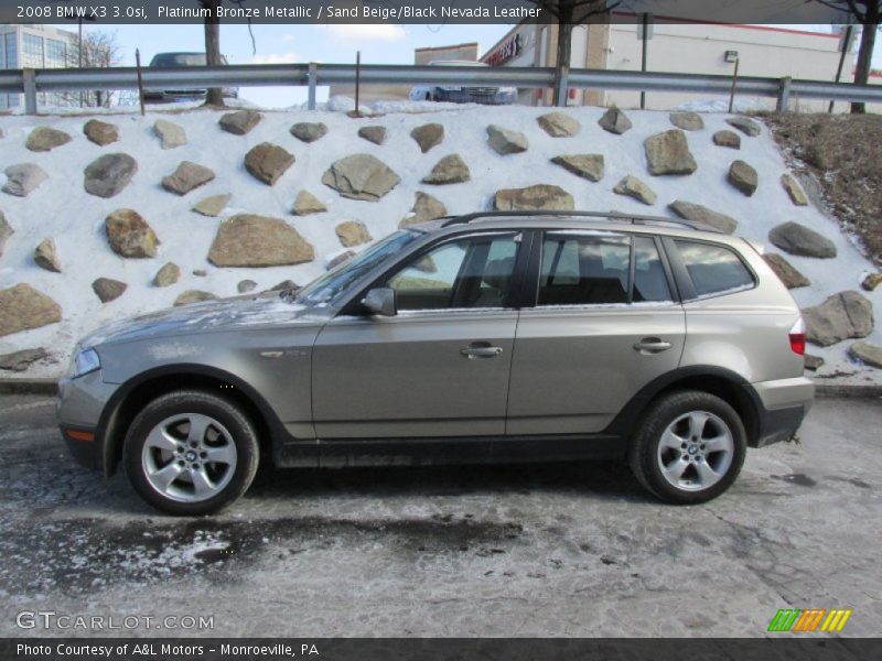 Platinum Bronze Metallic / Sand Beige/Black Nevada Leather 2008 BMW X3 3.0si
