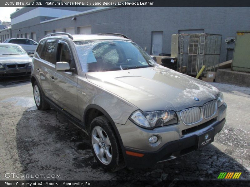 Platinum Bronze Metallic / Sand Beige/Black Nevada Leather 2008 BMW X3 3.0si