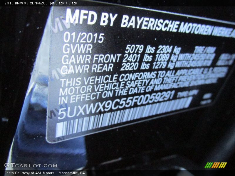 Jet Black / Black 2015 BMW X3 xDrive28i