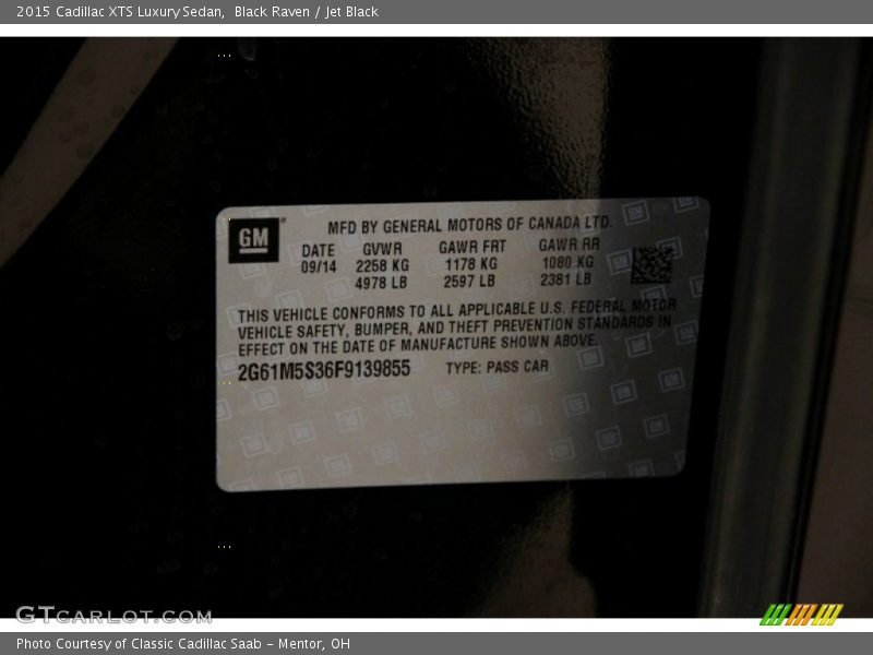 Black Raven / Jet Black 2015 Cadillac XTS Luxury Sedan