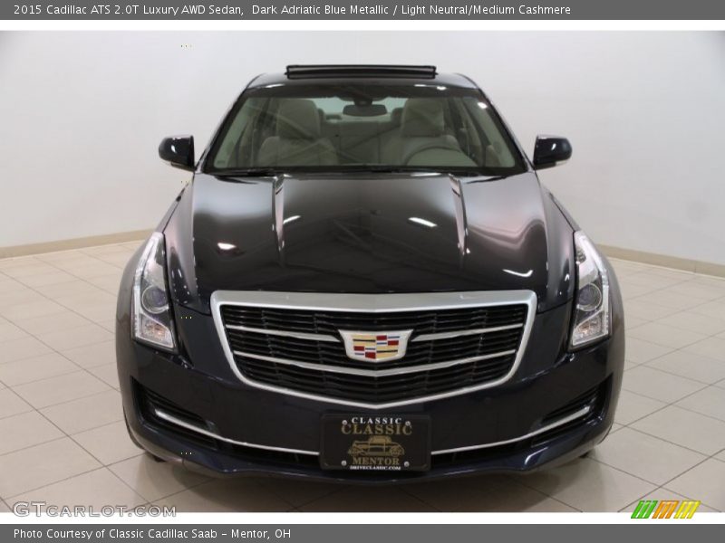 Dark Adriatic Blue Metallic / Light Neutral/Medium Cashmere 2015 Cadillac ATS 2.0T Luxury AWD Sedan