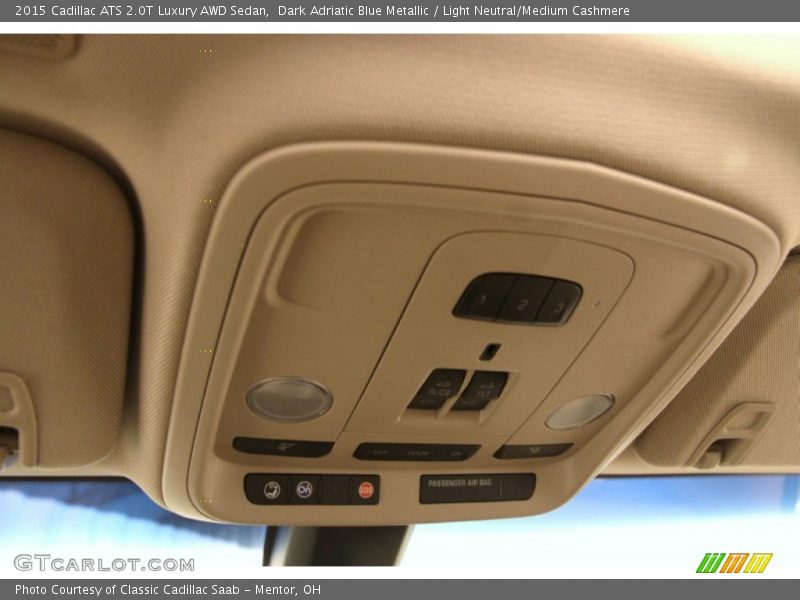 Dark Adriatic Blue Metallic / Light Neutral/Medium Cashmere 2015 Cadillac ATS 2.0T Luxury AWD Sedan