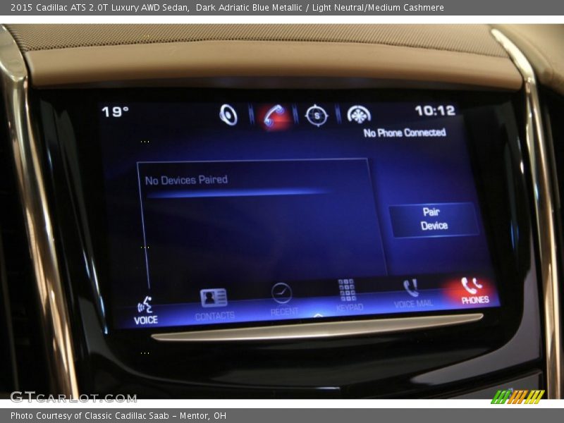 Dark Adriatic Blue Metallic / Light Neutral/Medium Cashmere 2015 Cadillac ATS 2.0T Luxury AWD Sedan