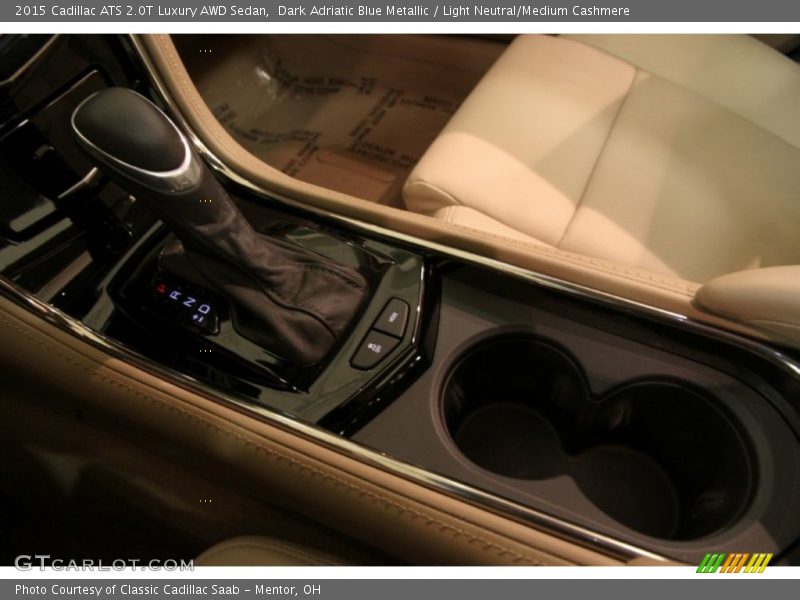 Dark Adriatic Blue Metallic / Light Neutral/Medium Cashmere 2015 Cadillac ATS 2.0T Luxury AWD Sedan