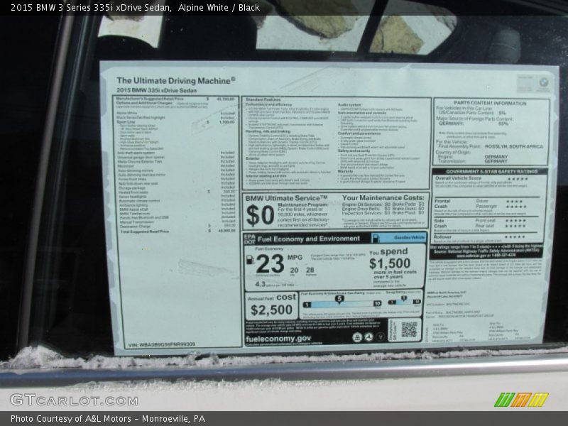 Alpine White / Black 2015 BMW 3 Series 335i xDrive Sedan