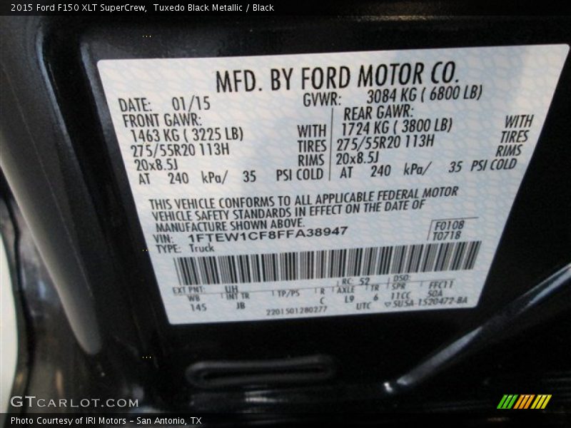 Tuxedo Black Metallic / Black 2015 Ford F150 XLT SuperCrew