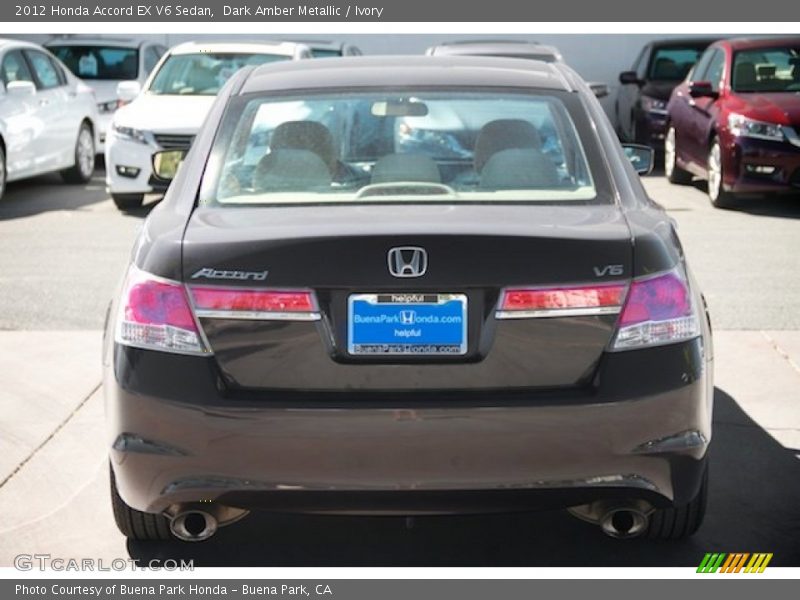 Dark Amber Metallic / Ivory 2012 Honda Accord EX V6 Sedan