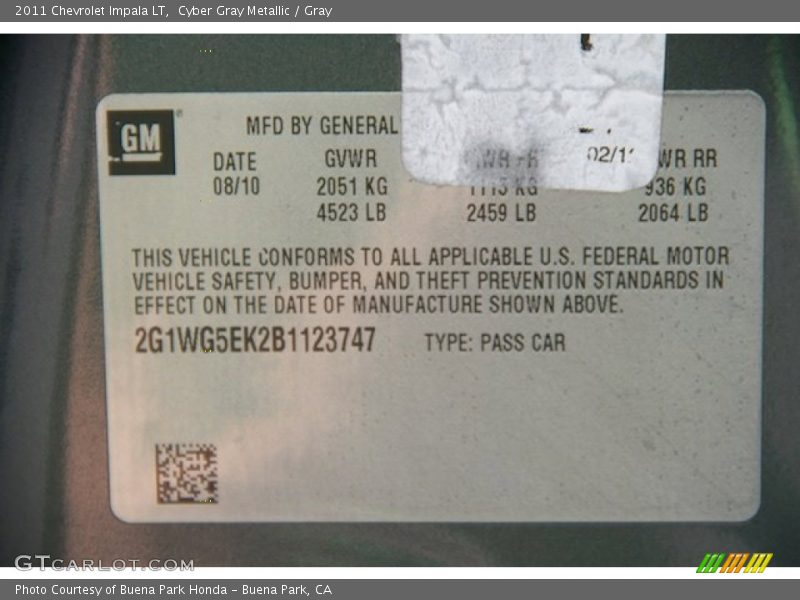 Cyber Gray Metallic / Gray 2011 Chevrolet Impala LT