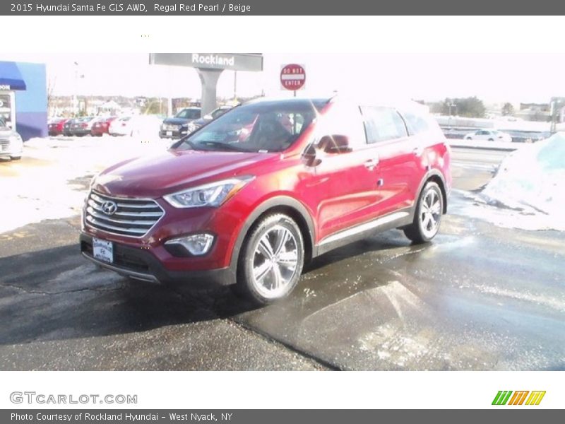 Regal Red Pearl / Beige 2015 Hyundai Santa Fe GLS AWD