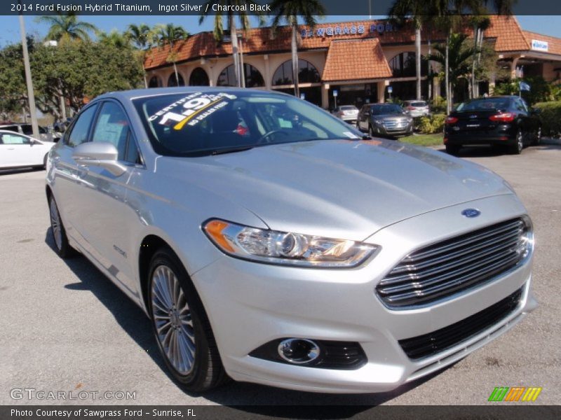 Ingot Silver / Charcoal Black 2014 Ford Fusion Hybrid Titanium