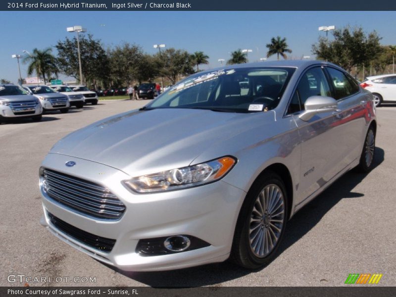 Ingot Silver / Charcoal Black 2014 Ford Fusion Hybrid Titanium