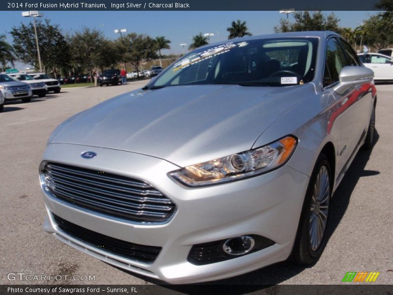 Ingot Silver / Charcoal Black 2014 Ford Fusion Hybrid Titanium