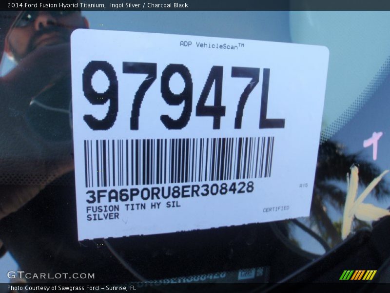 Ingot Silver / Charcoal Black 2014 Ford Fusion Hybrid Titanium