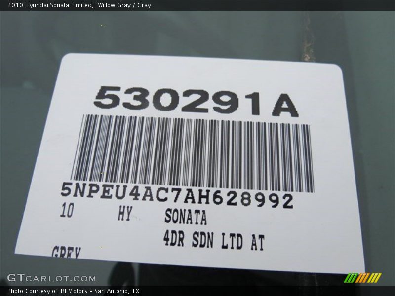Willow Gray / Gray 2010 Hyundai Sonata Limited