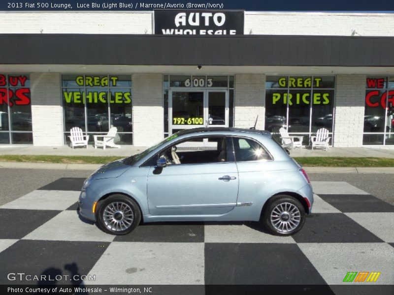 Luce Blu (Light Blue) / Marrone/Avorio (Brown/Ivory) 2013 Fiat 500 Lounge