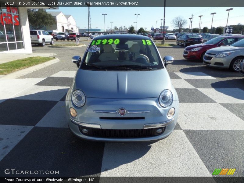 Luce Blu (Light Blue) / Marrone/Avorio (Brown/Ivory) 2013 Fiat 500 Lounge