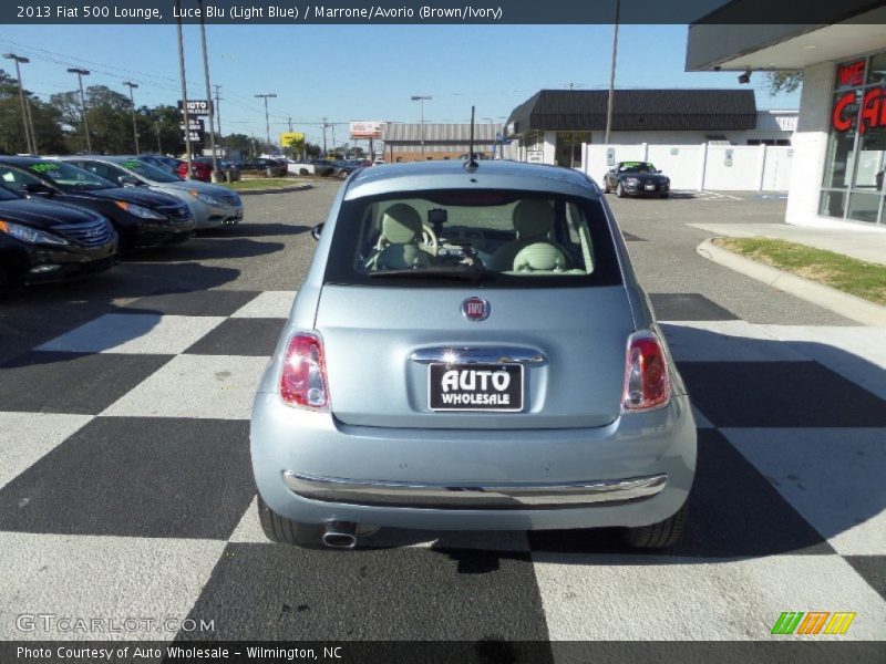 Luce Blu (Light Blue) / Marrone/Avorio (Brown/Ivory) 2013 Fiat 500 Lounge