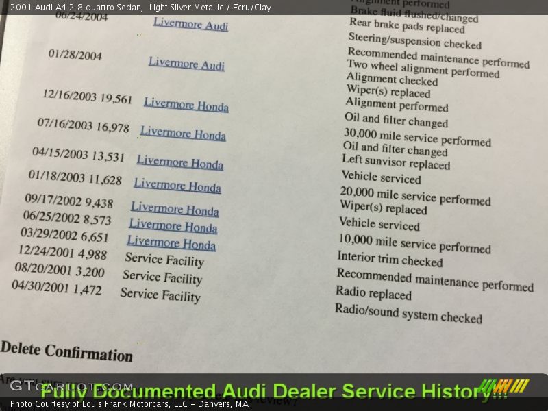 Light Silver Metallic / Ecru/Clay 2001 Audi A4 2.8 quattro Sedan