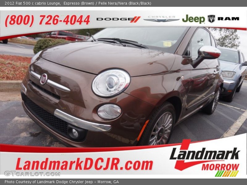 Espresso (Brown) / Pelle Nera/Nera (Black/Black) 2012 Fiat 500 c cabrio Lounge