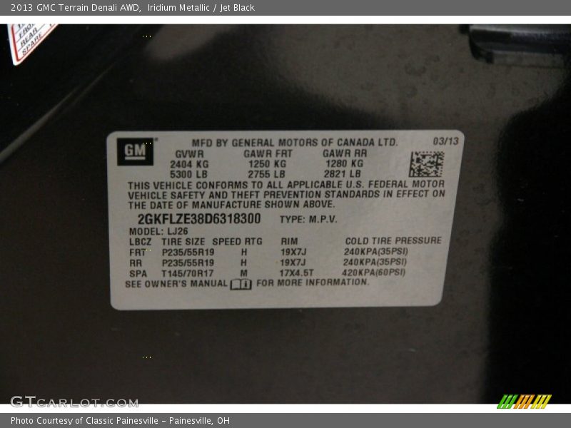 Iridium Metallic / Jet Black 2013 GMC Terrain Denali AWD
