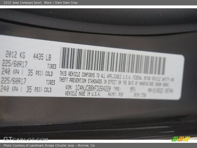 Black / Dark Slate Gray 2015 Jeep Compass Sport
