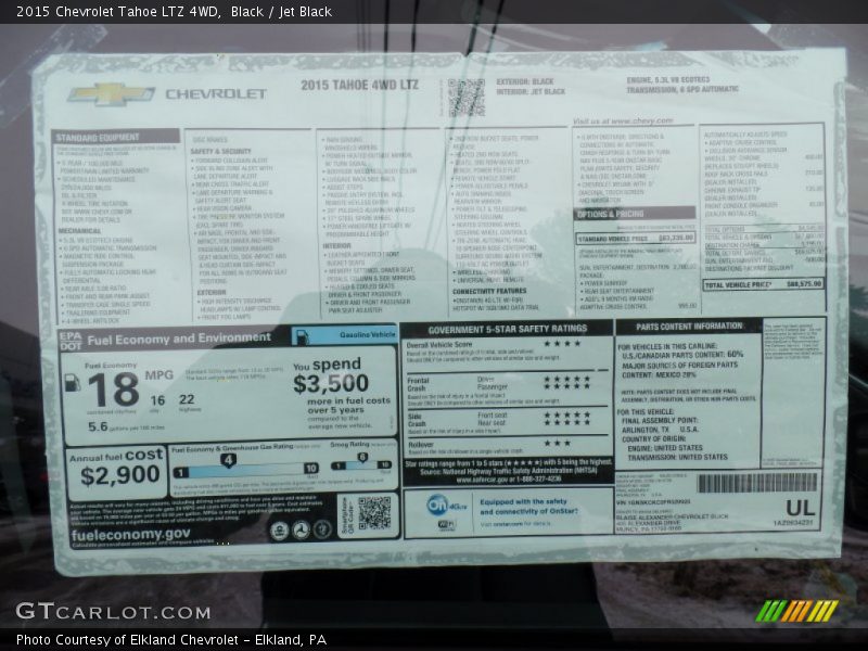 Black / Jet Black 2015 Chevrolet Tahoe LTZ 4WD