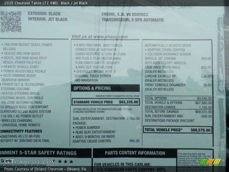 Black / Jet Black 2015 Chevrolet Tahoe LTZ 4WD