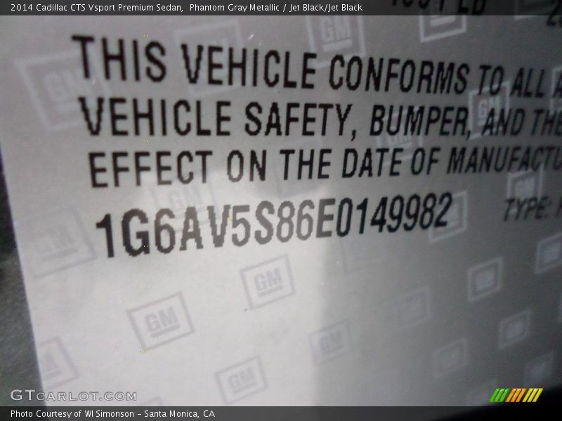 Phantom Gray Metallic / Jet Black/Jet Black 2014 Cadillac CTS Vsport Premium Sedan
