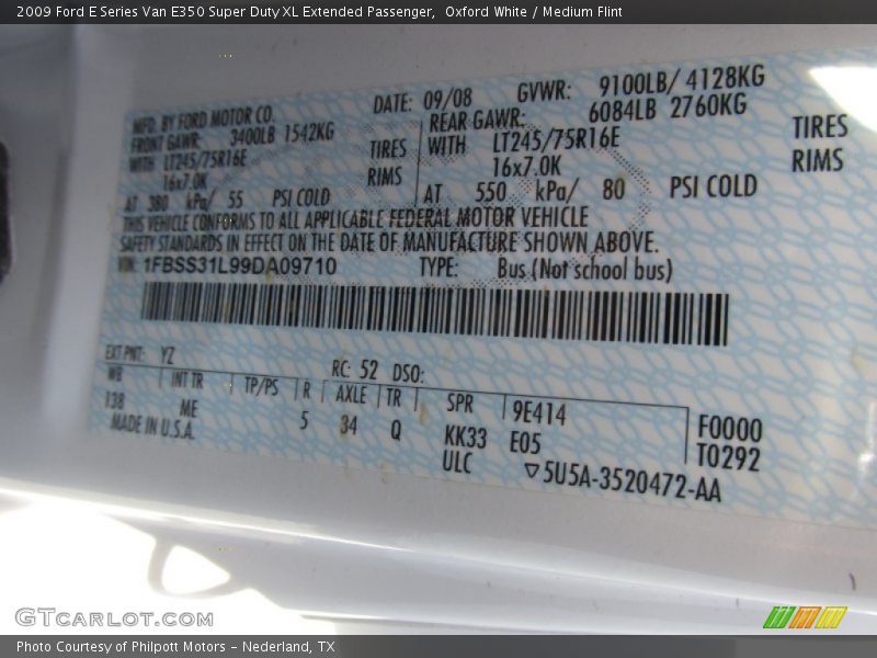 Oxford White / Medium Flint 2009 Ford E Series Van E350 Super Duty XL Extended Passenger