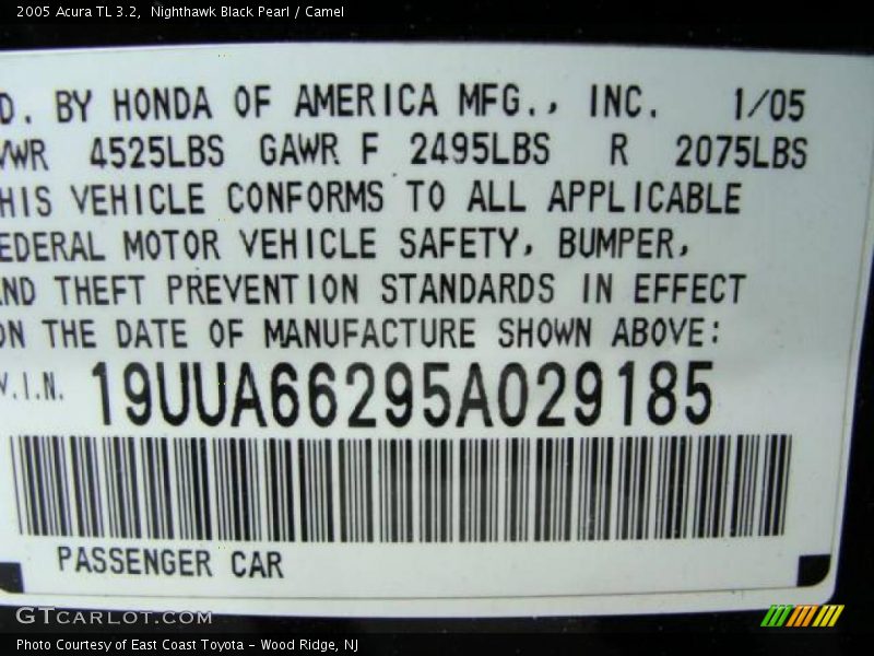 Nighthawk Black Pearl / Camel 2005 Acura TL 3.2