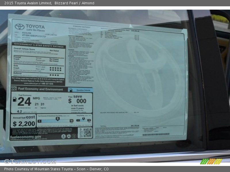 Blizzard Pearl / Almond 2015 Toyota Avalon Limited