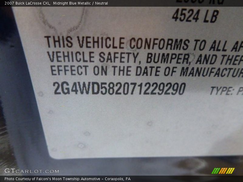 Midnight Blue Metallic / Neutral 2007 Buick LaCrosse CXL
