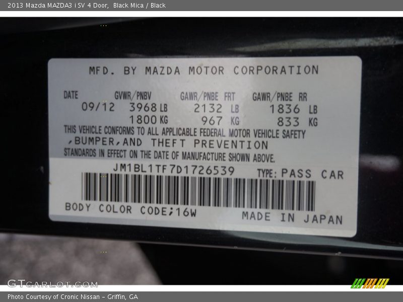 Black Mica / Black 2013 Mazda MAZDA3 i SV 4 Door