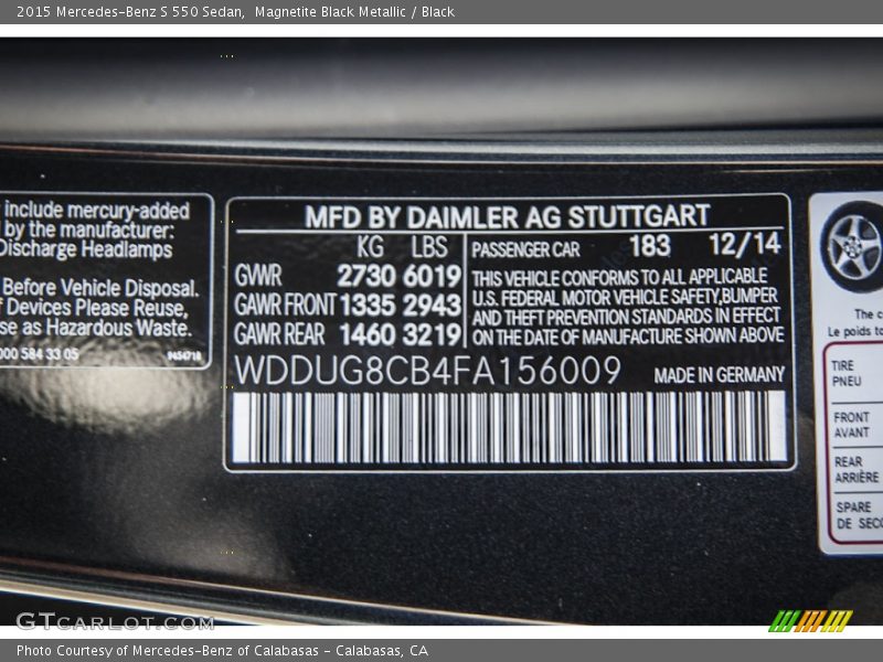 Magnetite Black Metallic / Black 2015 Mercedes-Benz S 550 Sedan