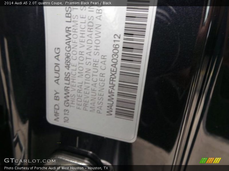 Phantom Black Pearl / Black 2014 Audi A5 2.0T quattro Coupe