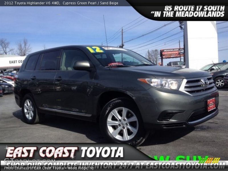 Cypress Green Pearl / Sand Beige 2012 Toyota Highlander V6 4WD