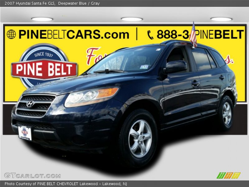 Deepwater Blue / Gray 2007 Hyundai Santa Fe GLS