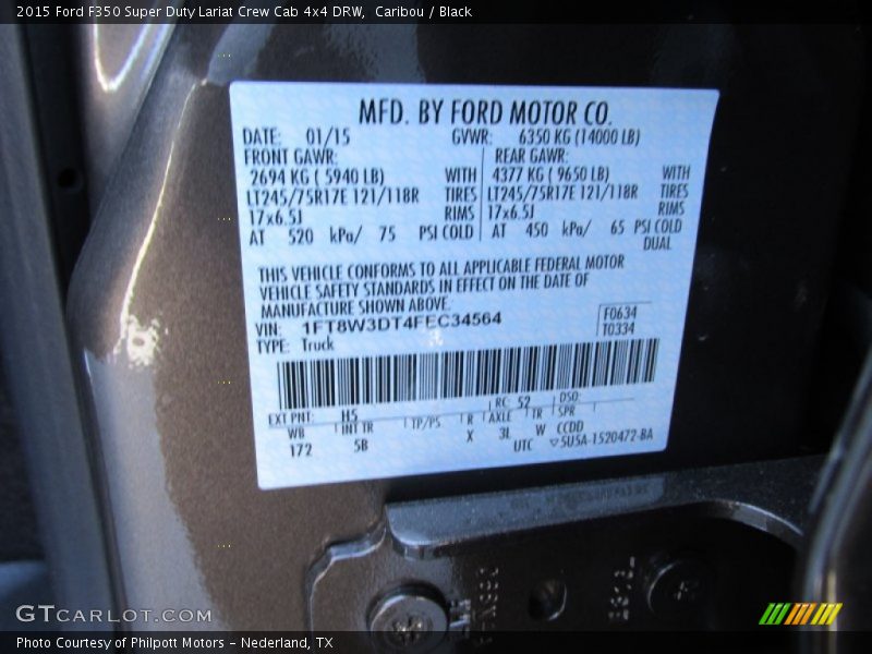 Caribou / Black 2015 Ford F350 Super Duty Lariat Crew Cab 4x4 DRW