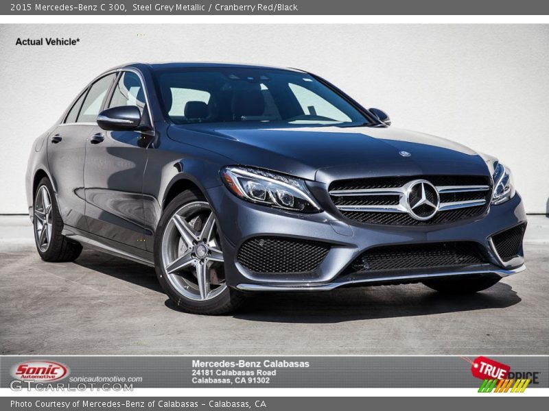 Steel Grey Metallic / Cranberry Red/Black 2015 Mercedes-Benz C 300